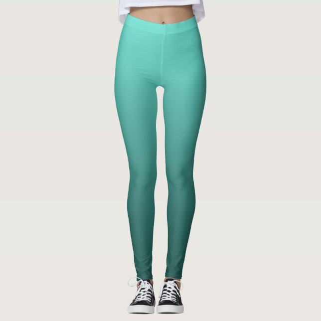 Legging Teal de gradiente neutro e simples (Frente)