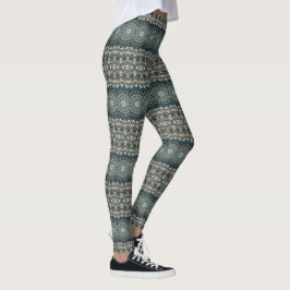 Legging Teal e Beige Mandala - Design
