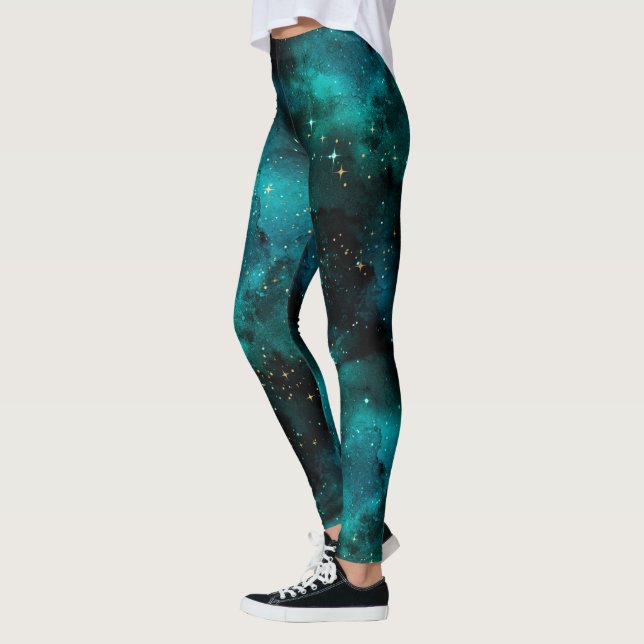 Legging Teal Galaxy Series Design 1 (Esquerda)
