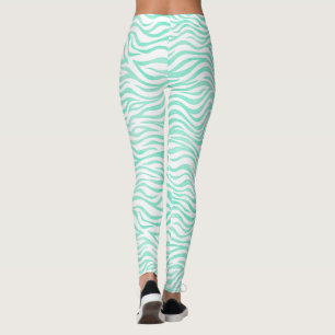 Legging Teal Green Zebra Pattern