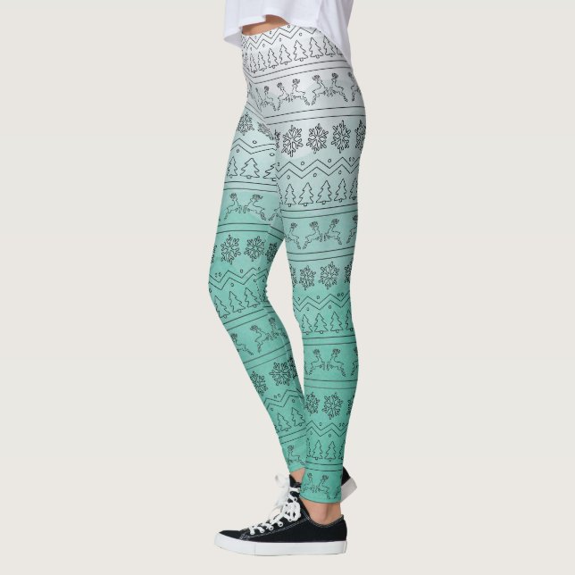 Legging Teal Ombre Christmas Sweater (Esquerda)
