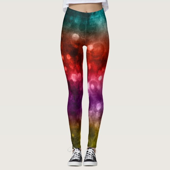 Legging Teal, Vermelho, Púrpura e Abstrato Chartreuse Boke (Frente)