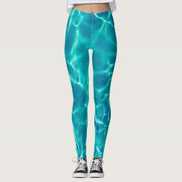 Legging Teal Water, Personalize White Text ou Name