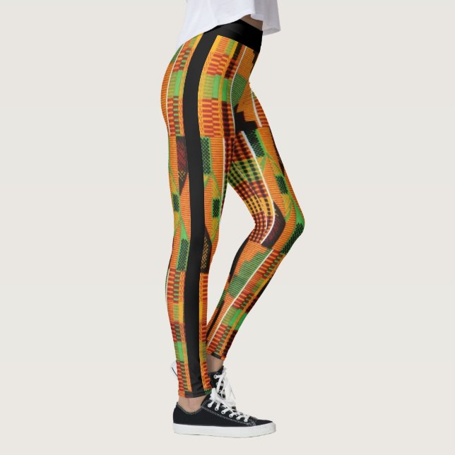 Legging tecido africano laranja-impressão Kente Tribal (Direita)