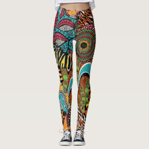 Legging Tecido Africano: Patchwork para animais selvagens.