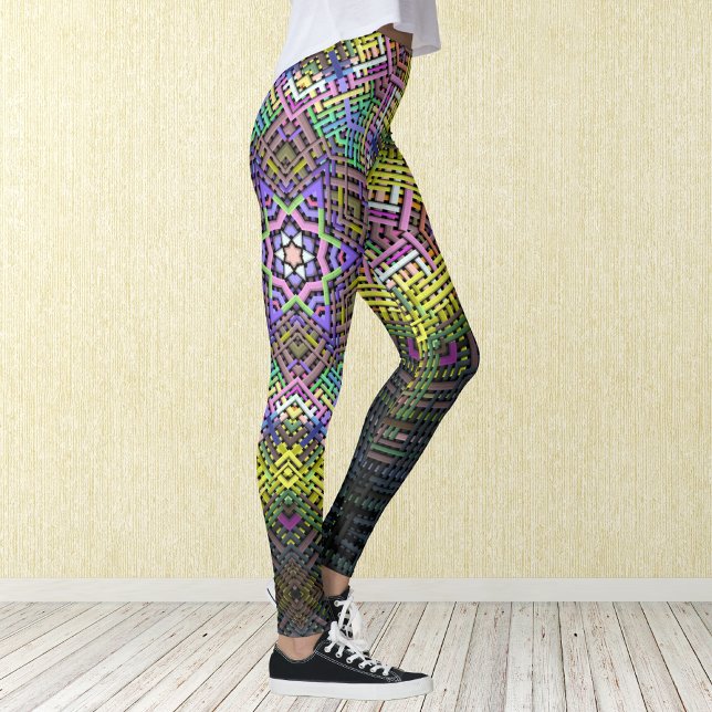 Legging Tecido Amarelo de Mandala, rosa e verde (Criador carregado)
