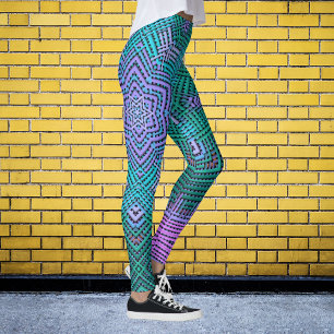 Legging Tecido, Cor-de-rosa e azul