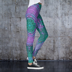 Legging Tecido, Cor-de-rosa e azul