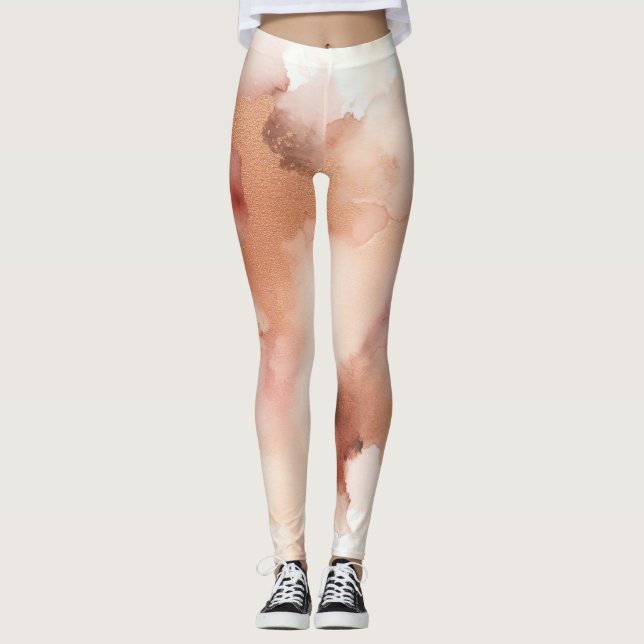 Legging Tecido de Aquarela em Pó Dourado Rosa (Frente)