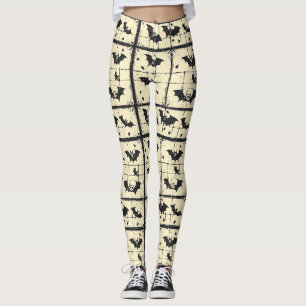 Legging Tecido de jeans creme com remendo de morcegos (2)