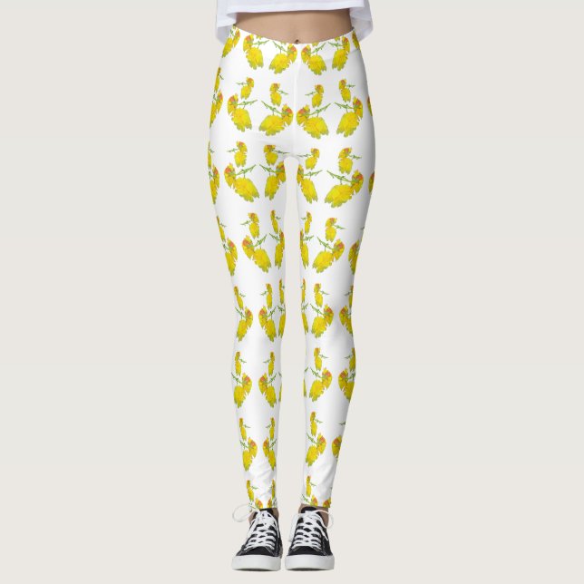 Legging Tecido de Rosa Amarelo. (Frente)