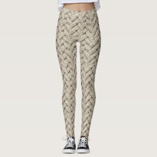 Legging Tecido de Tricô de Linha Trançada – Bege Quente (2
