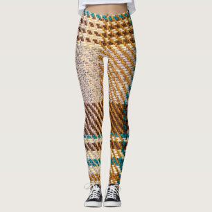 Legging Tecido marrom, lã escocesa.