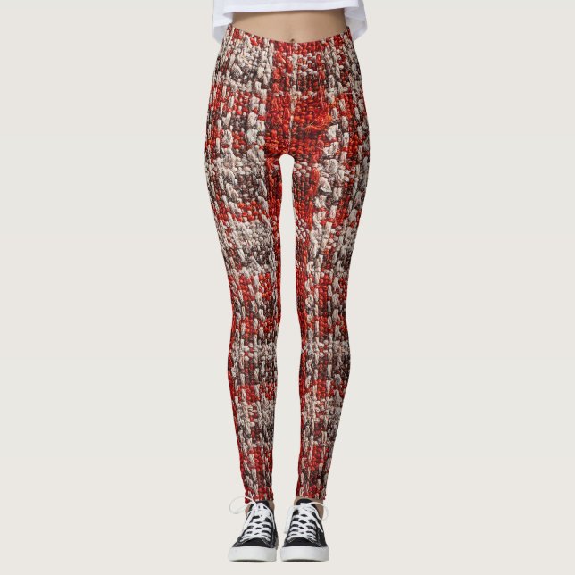 Legging Tecido Vermelho Tartan: Fundo Texturizado (Frente)