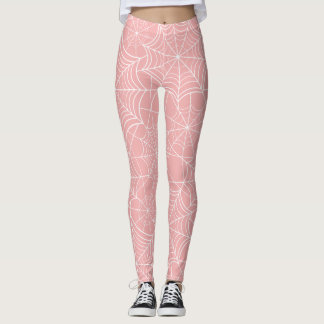 Legging teia de aranha-de-bruxas-rosa-pastel