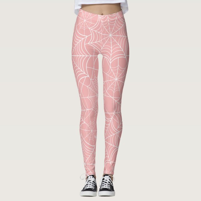 Legging teia de aranha-de-bruxas-rosa-pastel (Frente)