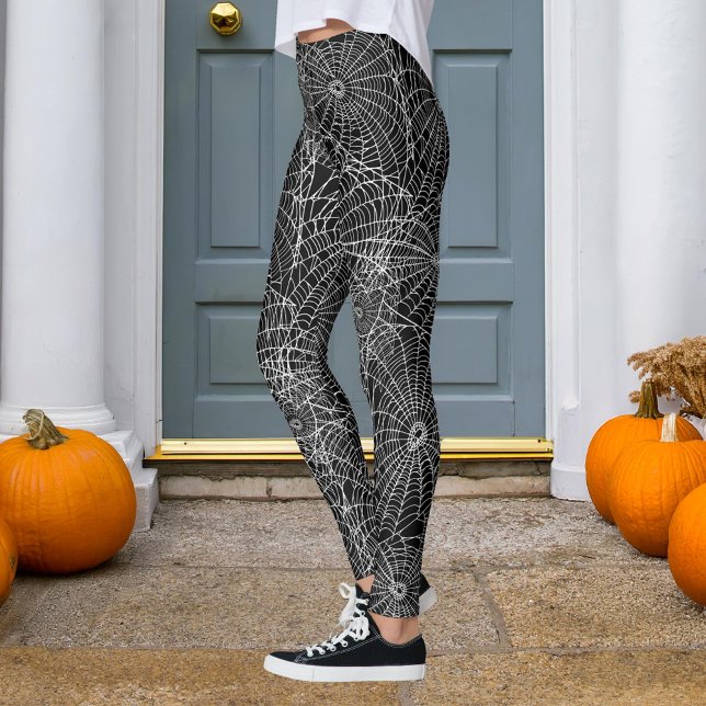Legging Teia de Aranha Preta e Branca de Halloween (Criador carregado)