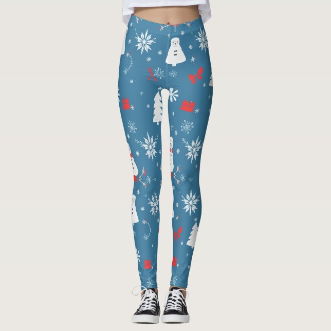 Legging Tema de Natal Padrão Invisível (Frente)