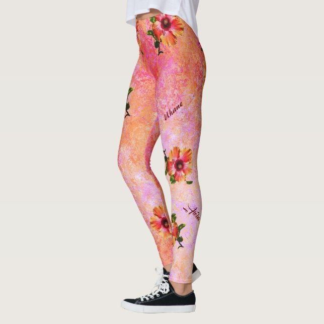 Legging Tema do Havaí HAMbyWG com Hibiscus (Esquerda)