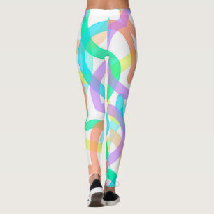Legging Tema do Pastor Abstrato de Arte Amarelo Azul Focad