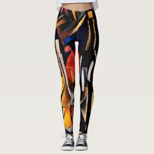 Legging Temas do vinho Cubismo: Garrafas e Uvas
