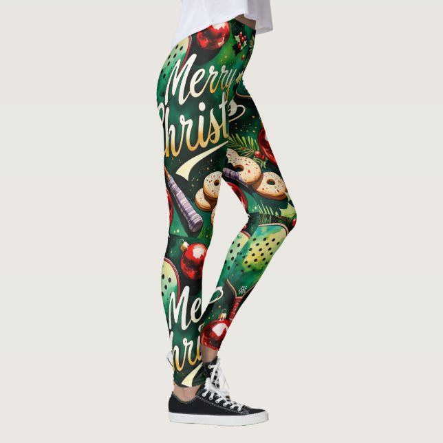 Legging Temo de Natal da Pickleball (Direita)