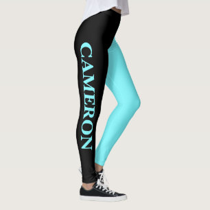Legging Tendência 2 cores Nome Azul preto e elétrico