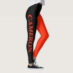 Legging Tendência 2 cores | Nome | Preto e escarlate<br><div class="desc">Tendência 2 cores | Nome Personalizado | Pernas de preto e escarlate</div>