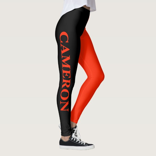 Legging Tendência 2 cores | Nome | Preto e escarlate (Direita)