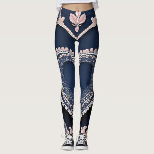 Legging Tendência Azul e Cor-de-rosa Pérolas de Lingerie A