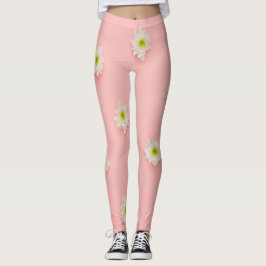 Legging Tendência das Flores Brancas