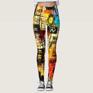 Legging tendência de abstrato com vibração retrorativa