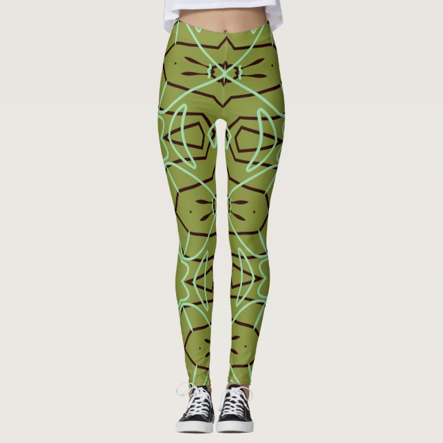 Legging Tendência de cor verde-branca "Ratti_Creative_Arts (Frente)
