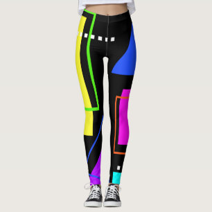 LEGGING TENDÊNCIA DE FORMA GEOMÉTRICA DE COR FLUORESCENTE