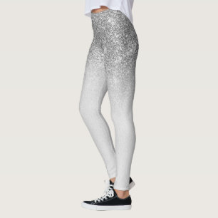 Legging Tendência de Ombre de Glitter Glitter de Cinza pra