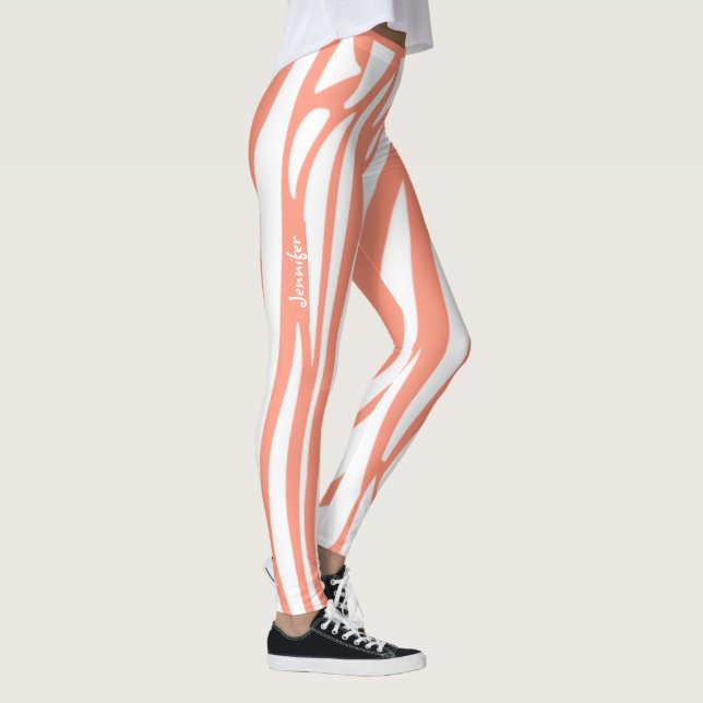 Legging Tendência do Padrão de Zebra com Coral Rosa-Rosa M (Direita)