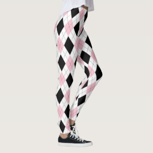 Legging Tendência Fashionável de Padrão de Argyle Negra Ro