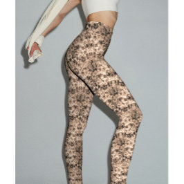 Legging Tendy Dark Beige Ombre Tie Dye Shibori