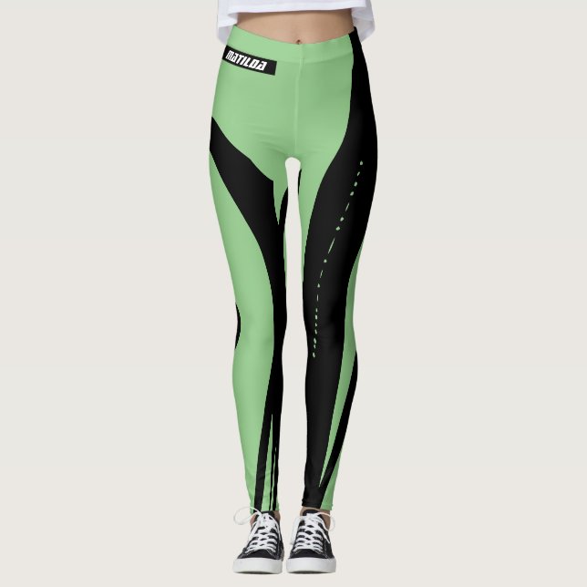 Legging Tendy Green E Black Workout Gym (Frente)