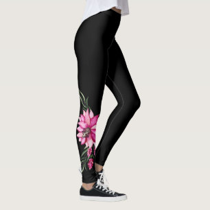Legging Tendy Pink Blossomas Florais, Preto