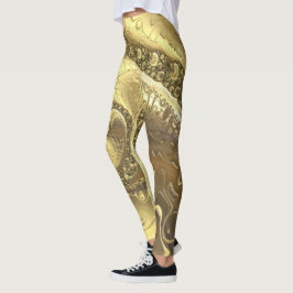 Legging Tendy Shades de Dourado Padrões Fractais de Rochas