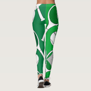 Legging Tênis e preto em raquete branco no campo verde