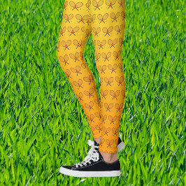 Legging Tênis rackets padrão esportivo amarelo laranja
