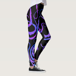 Legging Tentáculos azuis & cor-de-rosa no preto -