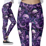 Legging Tentáculos Roxos Góticos e Crânios Oceanos Octopus<br><div class="desc">Tentáculos Roxos Góticos e Leggings | As Víblias submarinas mergem em estilos distintos com estas Leggings góticas. Perfeito para a academia ou para mostrar sua moda única, essas leggings evocam tesouros submarinos, leitos oceânicos e mergulho de coral. Mostre sua individualidade no ginásio ou além. Encantador e roupa escuro distinto. Leggings...</div>