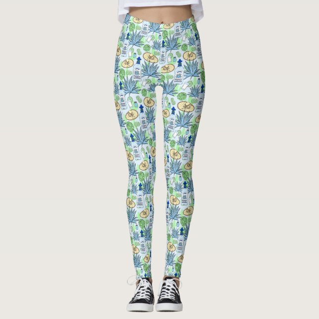 Legging Tequila Drinker Blue Agave Cactus e Sombreros (Frente)