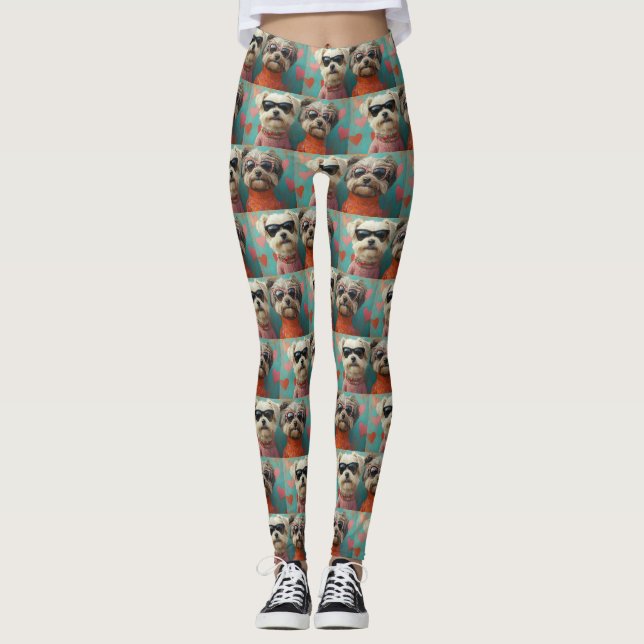 Legging Térmita Pêlo Macio com Rosas do Coração Dia dos Na (Frente)