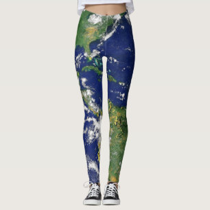 Legging TERRA do PLANETA das caneleiras das meninas do