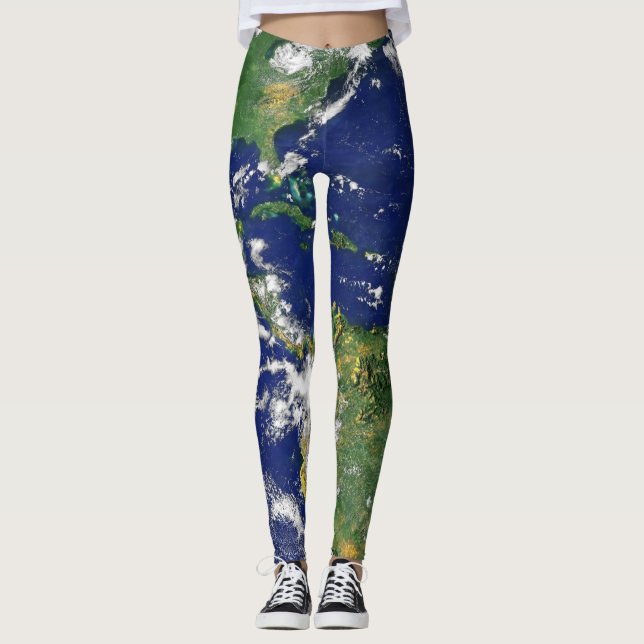 Legging TERRA do PLANETA das caneleiras do ESPAÇO (Frente)