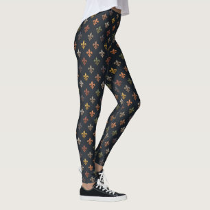 Legging Terra Escura Design Flor-de-lis de Bosques